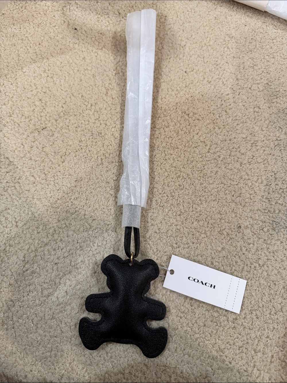Coach Black Bear Leather Bag Charm NWT